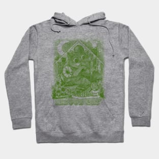 Indoor Cat Green Illustration Introvert Cartoon Hoodie